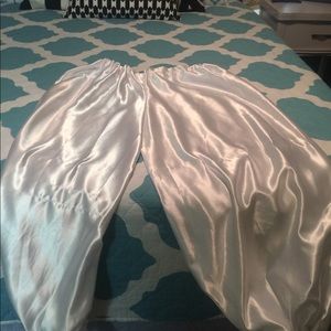 White satin harem pants